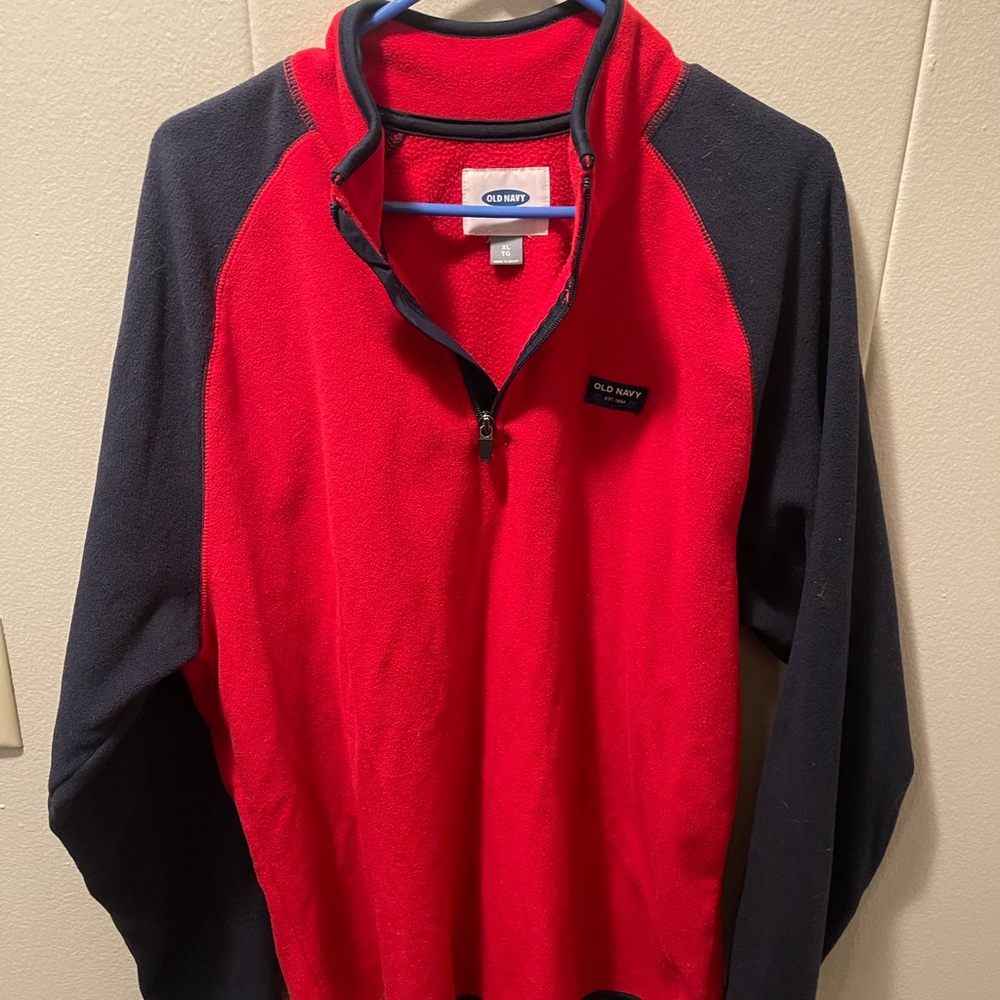 Old Navy Red and Black Quarter-Zip Pullover